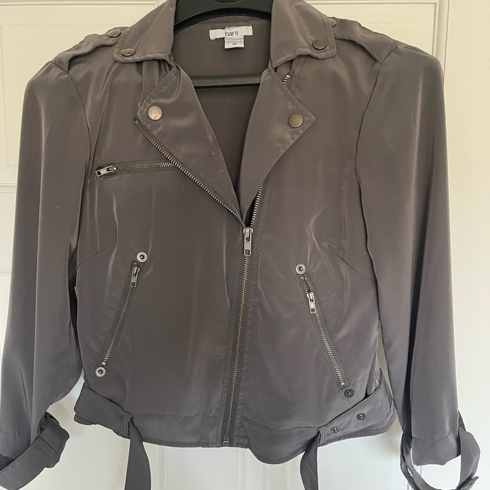 Bar III Women's Charcoal Bomber Jacket